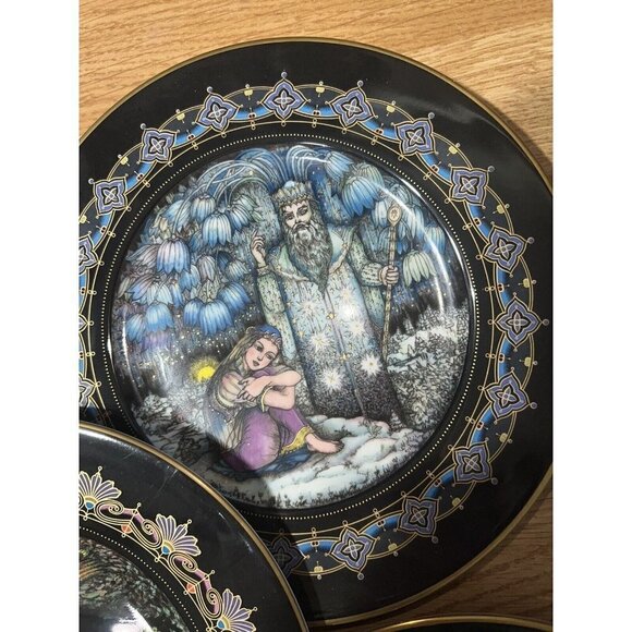 Heinrich 1986 Vintage Marched Aus Dem Allen Russiand Plates (5) Gold Bone China - Picture 6 of 12